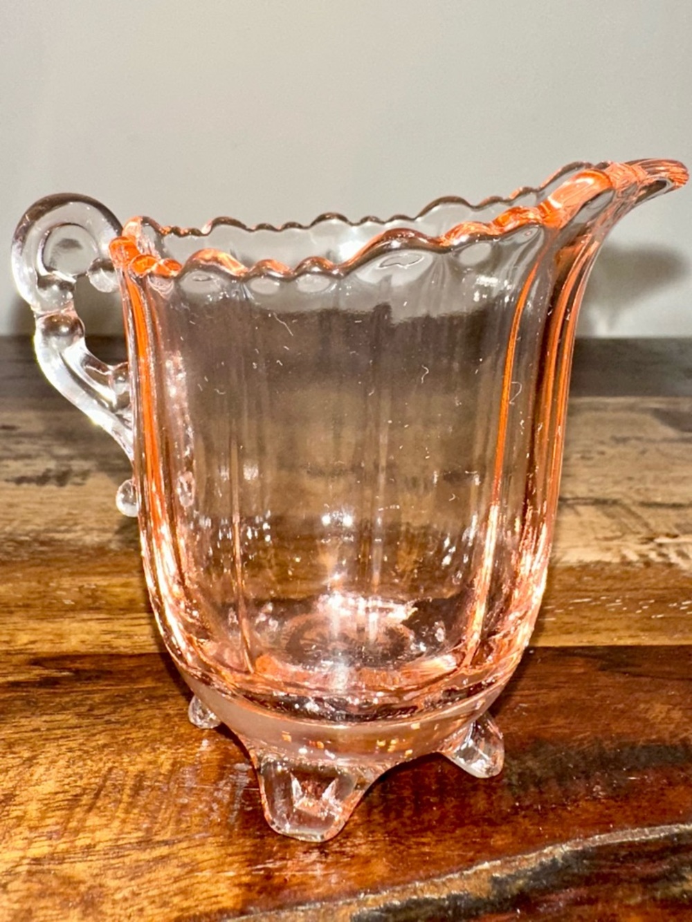 Vintage Cambridge Glass Martha Pink 4-Footed Mini Creamer - Excellent!